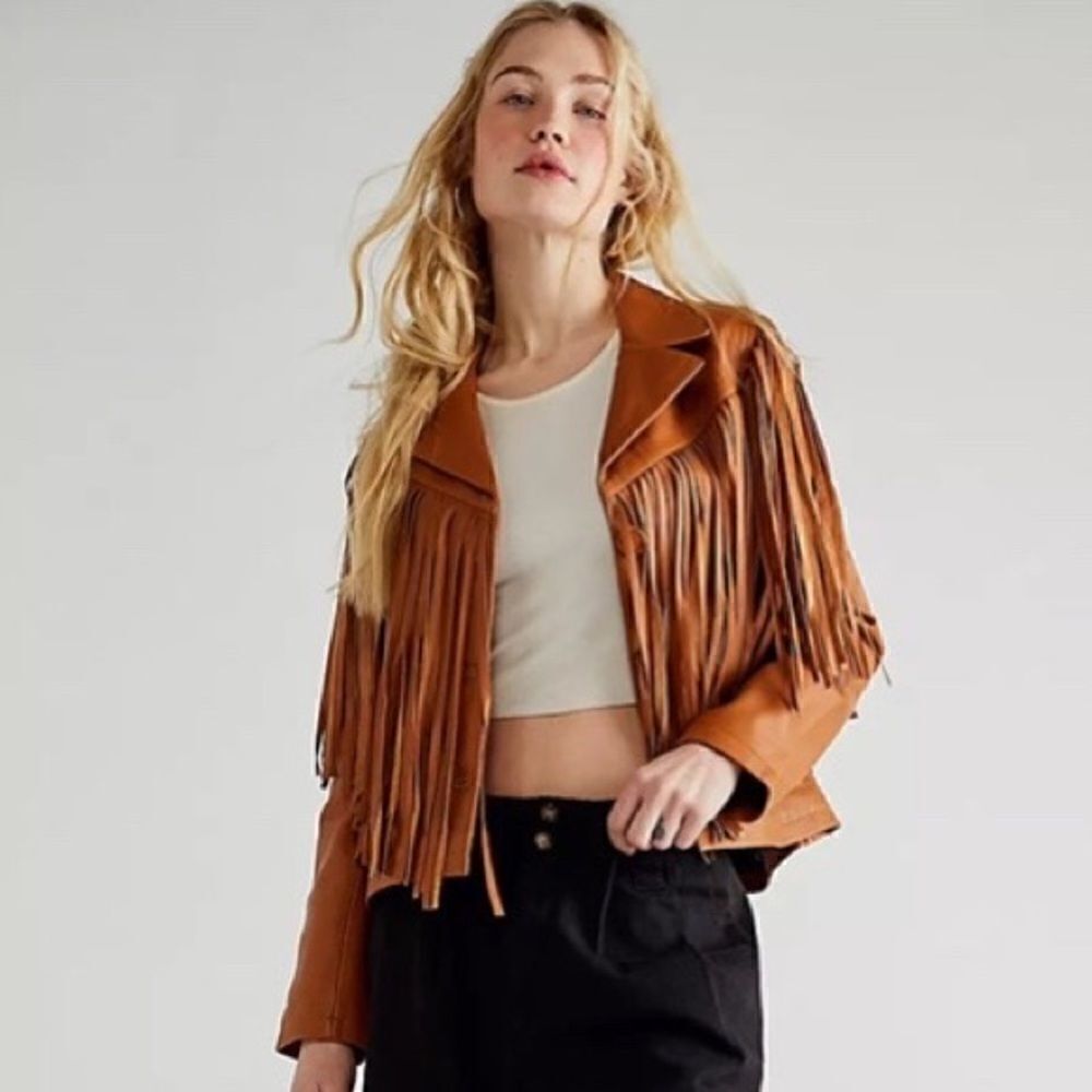 Free People Understated Leather Bronco Jacket